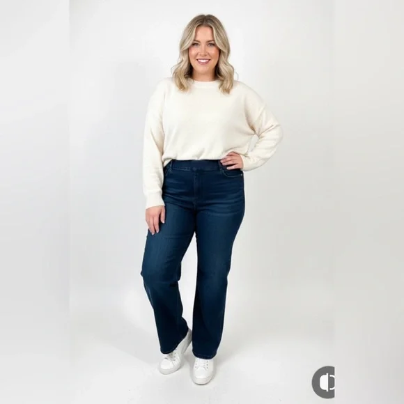 đź‘– Kim Rogers Dark Wash Pull-On Stretch Jeans | Size 16 | Classic Fit - Picture 1 of 5